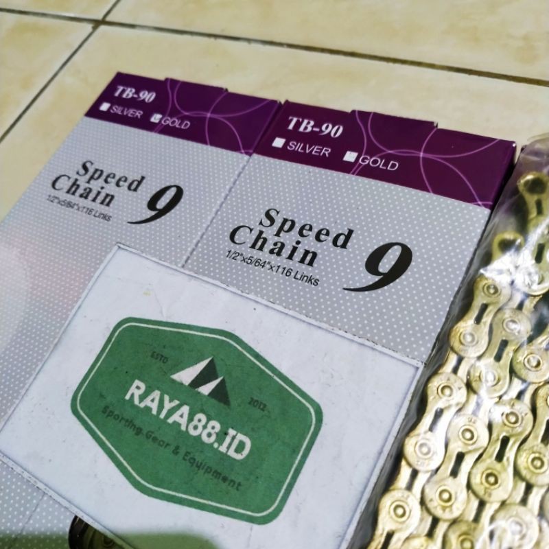 RAYA88 BIKE CHAIN 9 SPEED GOLD SILVER TAYA 9 SPEED HOLLOW 116Links
