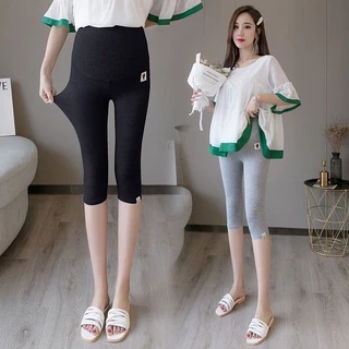 Superbabe พร้อมส่ง ถูกที่สุด กางเกงคนท้องขาสั้น ฤดูร้อน ผอมระบายอากาศได้ กางเกงครอปเอวต่ำ แฟชั่น 3ส่วนเลกกิ้งคนท้อง ใหม่
