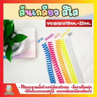 สันเกลียว สีใส (10เส้น) ขนาดกลาง  (19 mm.-32mm.) สำหรับเข้าเล่มเอกสาร พร้อมส่ง!!