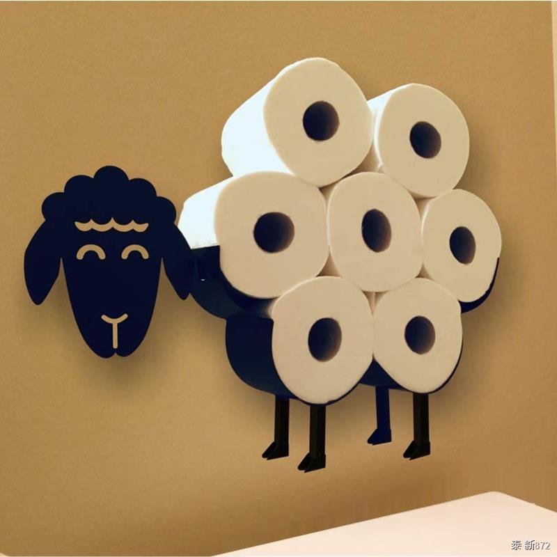 ☇Cute Black Sheep Toilet Paper Roll Holder, Novelty Free Standing or
