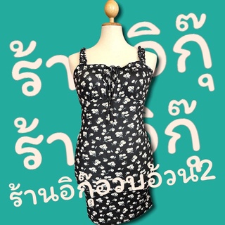 เดรสสีดำสายเดี่ยวดอกเดซี่(ด9) (สินค้าพร้อมส่ง)