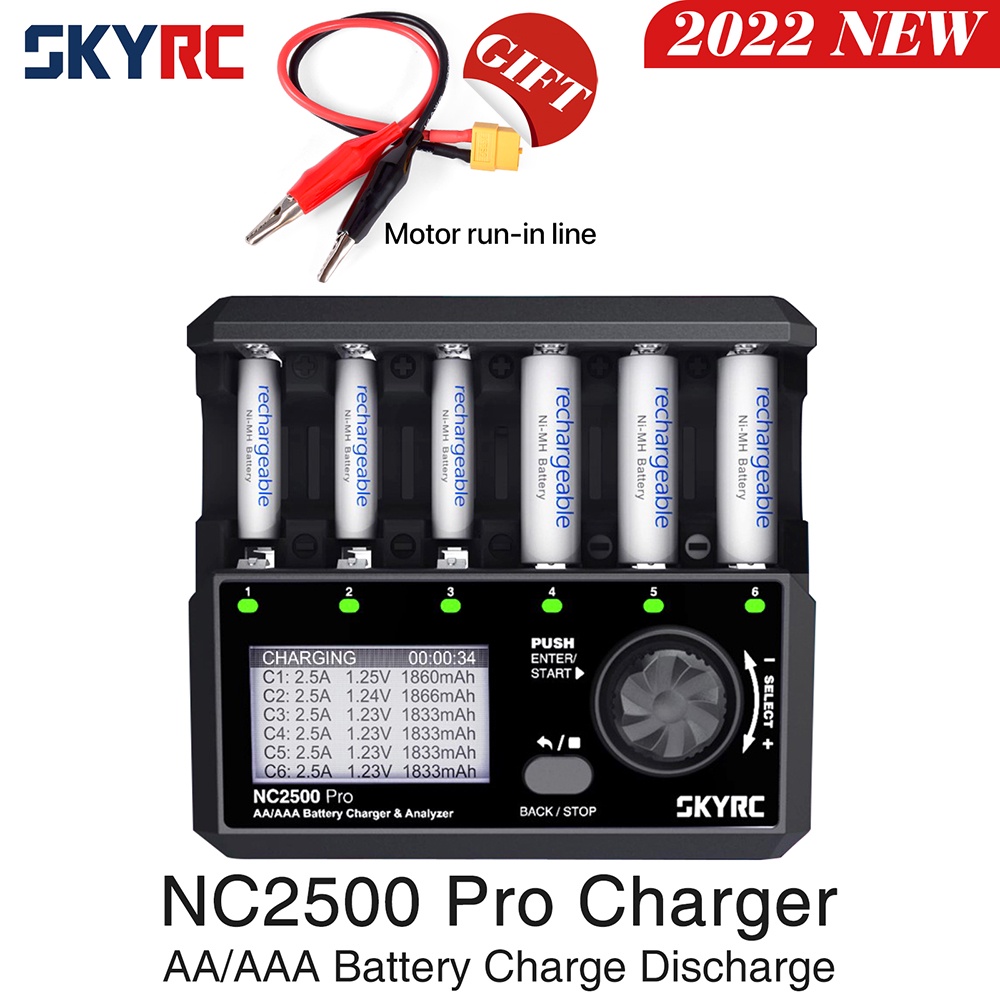 【100% Original】🎉 จัดส่งทันที 🎉 SkyRC NC2500 Pro AA/AAA เครื่องชาร์จถ่าน เครื่องชาร์จแบตเตอรี่ 6 ช่อง รองรับNiMH/NiCD #NC2500Pro
