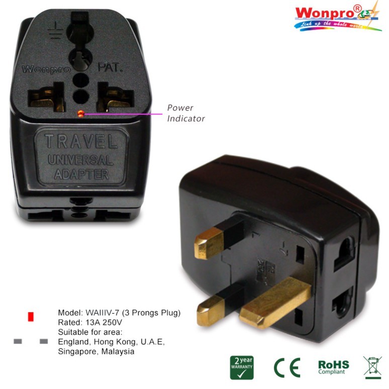 WONPRO Travel Adapter 3 Ways - WAIIIV-7