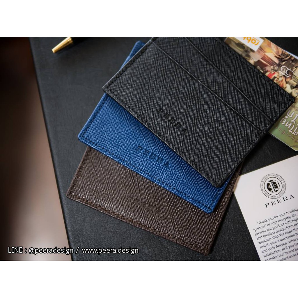 PEERA By WALLER กระเป๋าใส่บัตร รุ่น Saffiano หนังวัวทั้งใบ