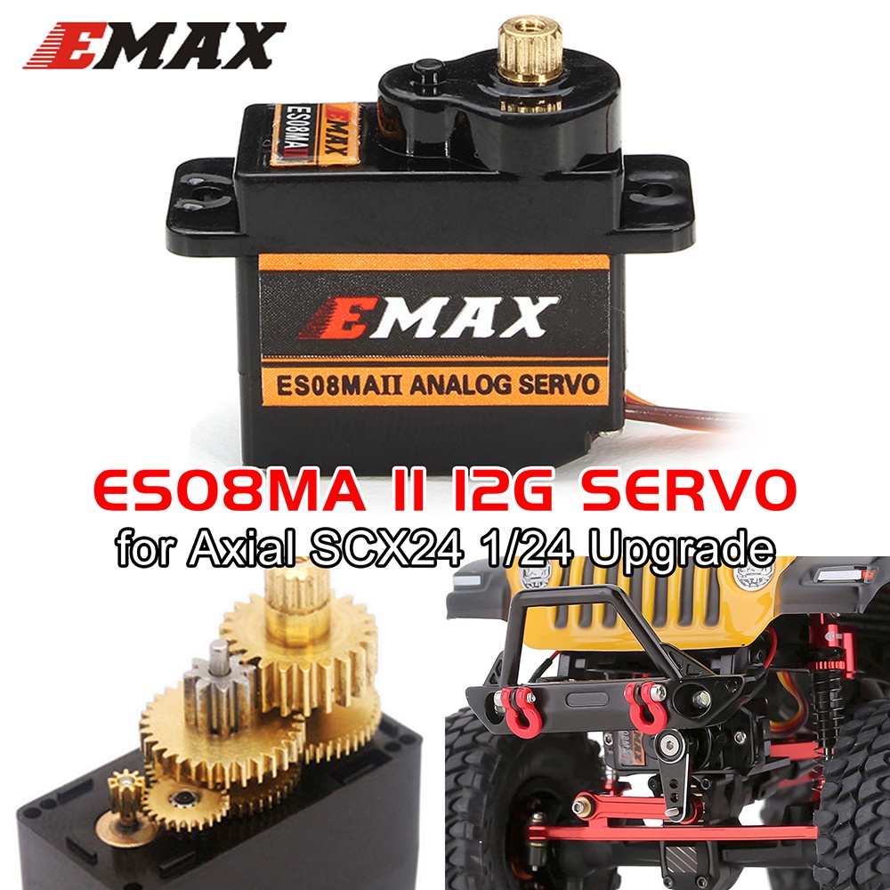 เซอร์โวมอเตอร์เซอร์โวอะนาล็อก Emax ES08MA II SCX24 12g 15T 1 2 4 ชิ้น สําหรับอัพเกรดรถบังคับ Axial S