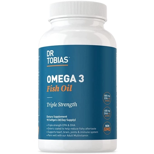 อาหารเสริม น้ำมันปลา Omega 3 Fish Oil Pills (90 Counts) - Triple Strength Fish Oil Supplement by Dr. Tobias