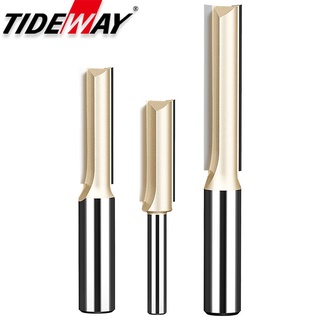 Tideway Straight Router Bits 1/2 1/4 Shank Double Flute Plunge Milling Cutter คาร์ไบด์ Tipped งานไม้ตัด Slotting เครื่องมือ