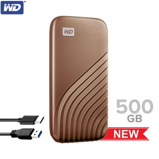 WD My Passport SSD 500 GB ฮาร์ดดิสก์แบบพกพา Type-C, USB 3.0 (WDBAGF5000AGD-WESN) Gold สีทอง อ่าน1050MB/s ประกัน 5ปี