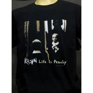 เสื้อยืดแฟชั่น เสื้อวงนำเข้า Korn Life Is Peachy Nu Metal Limp Bizkit Papa Roach P.O.D. Linkin Park Style Vintage T-Shir