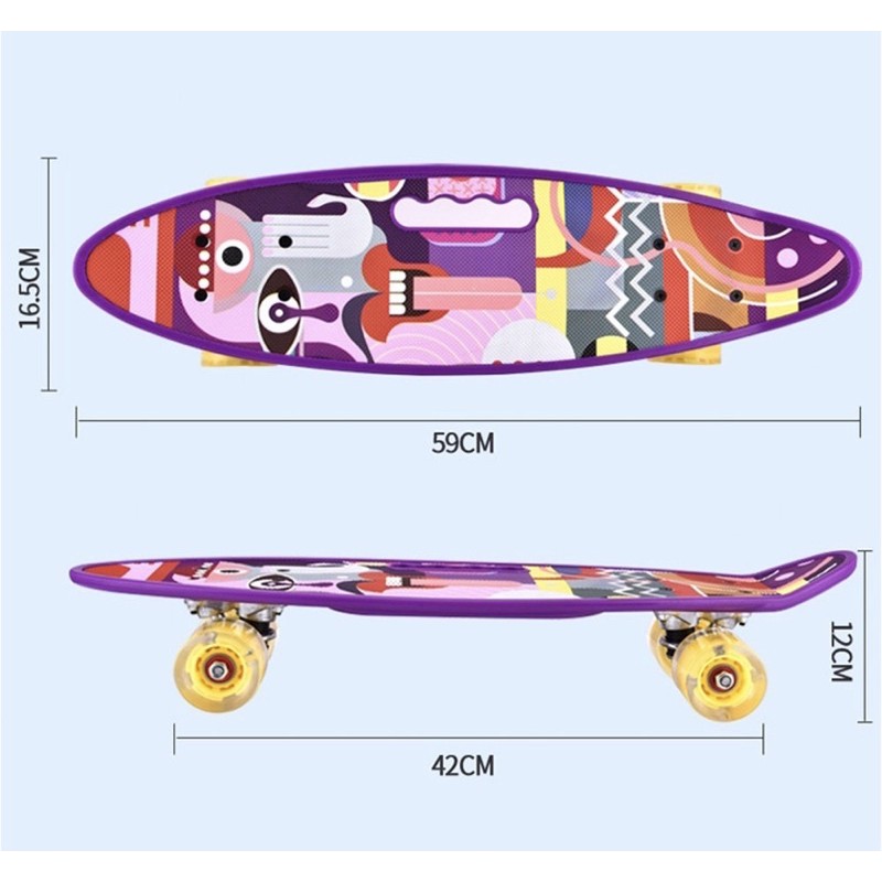 สเก็ตบอร์ด เพนนีบอร์ด  สเก็ตบอร์ดเรโทรทรงปลา  Penny board , Retro Plastic Cruiser Skateboard 🛹🏁 - รูปที่ 5