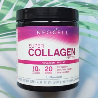 35% OFF ราคา Sale!!! EXP:08/2023 Super Collagen Powder 10,000mg Types 1 &amp; 3, unflavored 200g (Neocell) คอลลาเจนแบบผง