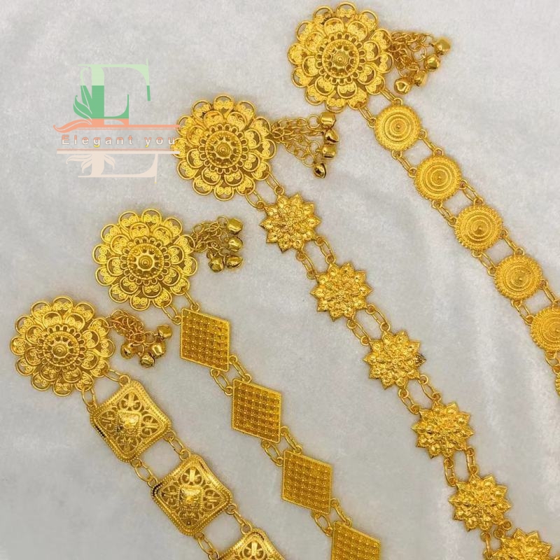 Vintage Jewelry เครืองประดับโบราณเข็มขัดดอกไม้อีสานชุดล้านนาไทหัวเข็มขัดเงินโบราณสีทองthai belts