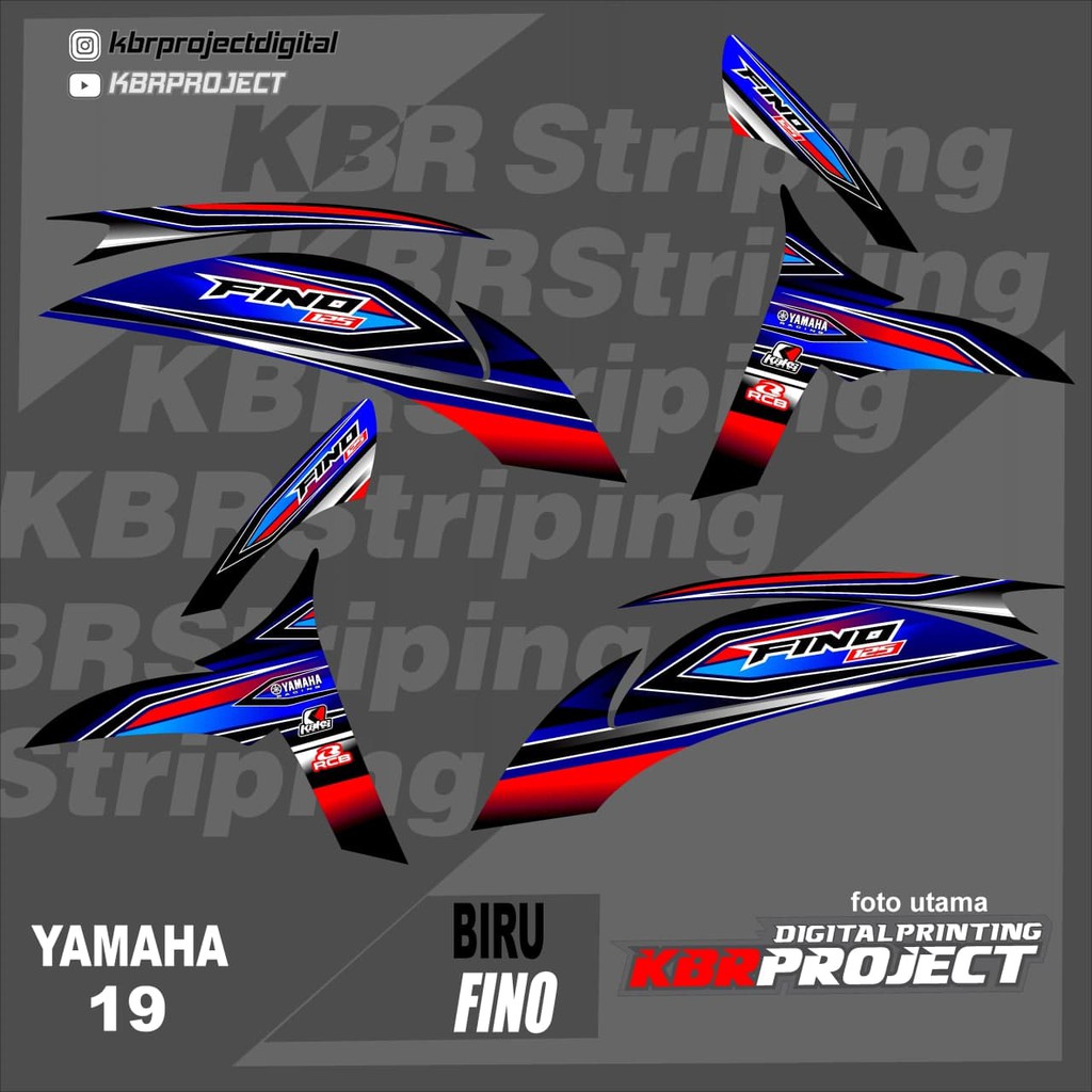 สติ๊กเกอร์ติดมอเตอร์ไซค์ - fino striping - มอเตอร์ไซค์yamaha - variations - Racing 19 TRANSPARENT HO