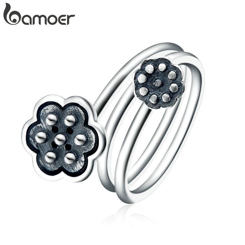 BAMOER 925 Silver Fashion Rings Lotus VSR054