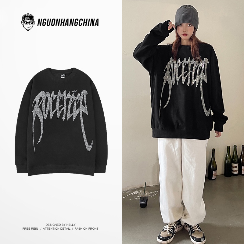 Nelly Heybig เสื้อสเวตเตอร์แขนยาวคอกลม ลาย rhinestone