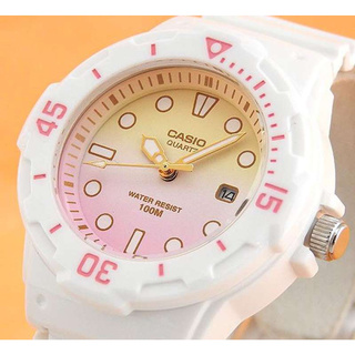 Casio นาฬิกาข้อมือผู้หญิง รุ่น LRW-200H-4E2 สายเรซิ่น สีขาว หน้าปัดชมพูสุด Cute - มั่นใจของแท้ 100% ประกันศูนย์ 1 ปีเต็ม