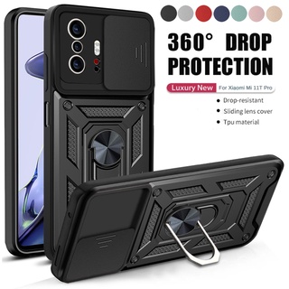 เคสโทรศัพท์ แบบไฮบริดแข็ง กันกระแทก สำหรับ Xiaomi Mi 11T Pro 11 Lite 5G NE 11TPro 11Lite กรณีการป้องกันกล้อง พร้อมแหวนขาตั้ง เคสยืนกันชน Phone Case Cover For Xiomi 11t Pro