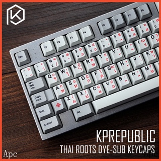 kprepublic 139 Thai root PBT Keycap double shot thai language base letter Cherry profile Dye Sub keycap ไทย White on black keycaps for pcb mechanical keyboard gh60 xd60 xd84 cospad tada68 87 104