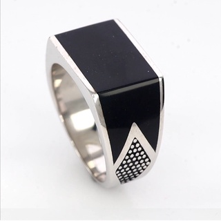 Pure 925 Sterling Silver Solid Black Enamel Men Ring Silver Ring for Men,เพียว 925 เงินสเตอร์ลิงแข็งสีดำเคลือบผู้ชายแหวน