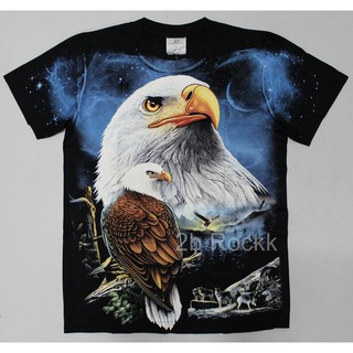 เสื้อลาย นกอินทรี เหยี่ยว อินเดียน Eagle เสื้อยืด Discharge T-Shirt A94 ไซส์ยุโรป