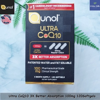 โคคิวเทน 3x Better Absorption Ultra CoQ10 100 mg 120 Softgels - Qunol