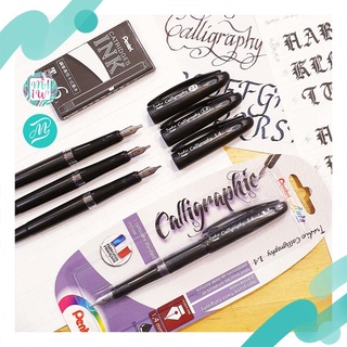 *ลดเพิ่ม* ปากกาหัวตัด หมึกซึม Pentel Tradio Calligraphy 3 ขนาด มีหมึกเติม