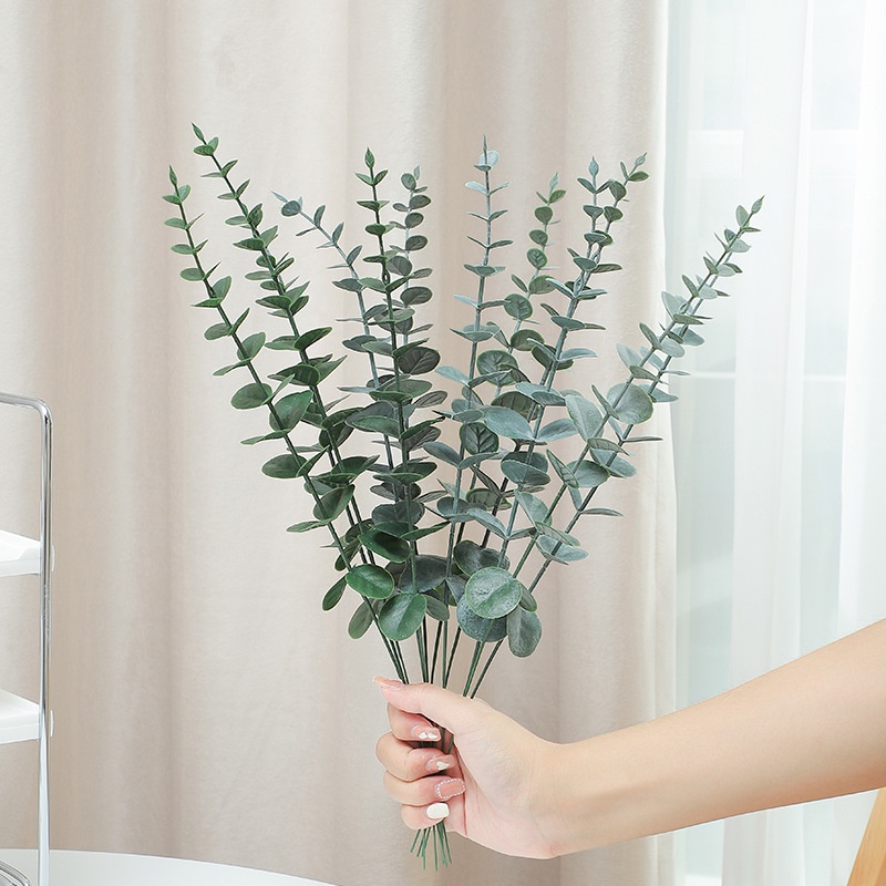 ดอกไม้ประดิษฐ์ ใบบัวยูคาลิปตัส ใบไม้ประดิษฐ์ ดอกไม้ปลอม อเนกประสงค์ ในร่ม โต๊ะรับแขก ตกแต่งสไตล์