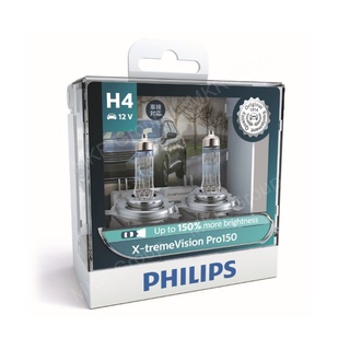 หลอดไฟหน้ารถยนต์​ H4​ 12V​ X-treme Vision Pro150 PHILIPS