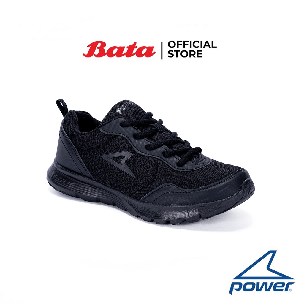 Bata บาจา ยี่ห้อ Power รองเท้าพละ นักเรียน ผ้าใบแบบผูกเชือก สวมใส่ง่าย รองรับน้ำหนักเท้า  รุ่น Wave Accent สีดำ 4216907