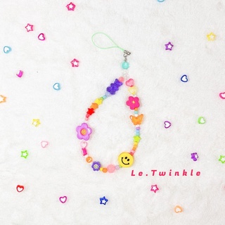 Le.Twinkle 🌈 Phone Charm 🌈 สายคล้องโทรศัพท์ ที่ห้อยโทรศัพท์ สายคล้องมือถือ สีรุ้ง