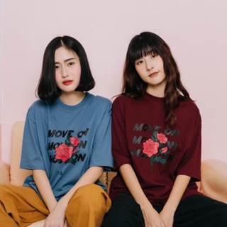 MOVE ON🌹oversize ทรงไหล่ตกเกาหลีๆ สกรีนลายสวยมากๆจ้า
