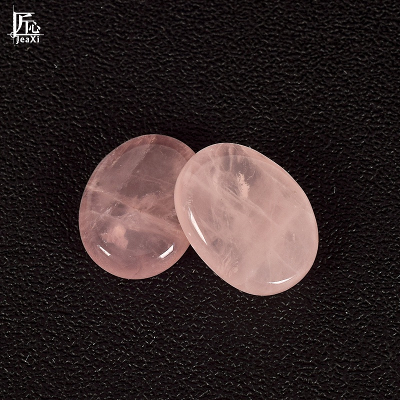 แร่Natural Rose Quartz alm Stone 25X22X5mm Mineral Crystal alm Tumbled ...