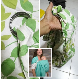 baby sling เบบี้สลิงมือสอง QUARTER REPORTลายใบไม้สีสดใส แบบชายปล่อย 0 - 3ขวบ เป็นเปลได้