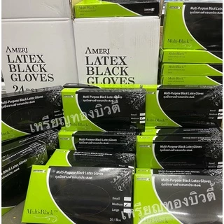 ⚡️พร้อมส่ง⚡️ถุงมือยาง​ สีดำ​ กันสารเคมี แบบอนามัย ทนทาน ยืดหยุ่น ไม่มีแป้ง ขนาด 20 ชิ้น/50 ชิ้น