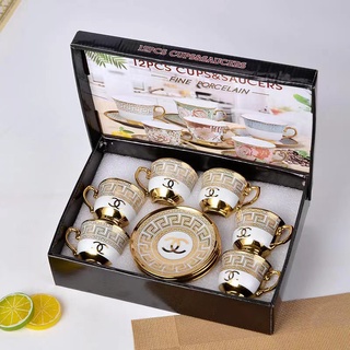 JY -Elegant Medieval Fairytale 6 cups 6 saucers Teacups Gift Box Seth