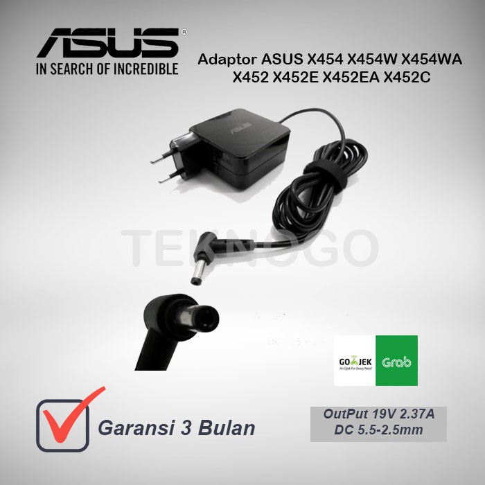 อะแดปเตอร์ Asus A455 A455L A455LA A455LB A455LD 19V 2.37A ดั้งเดิม