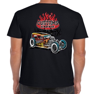 ผ้าฝ้ายคอกลมเสื้อยืด พิมพ์ลาย hotrod 58 Hot Rod American Clic Vintage Custom Garage v8 Car 44 สําหรับผู้ชาย