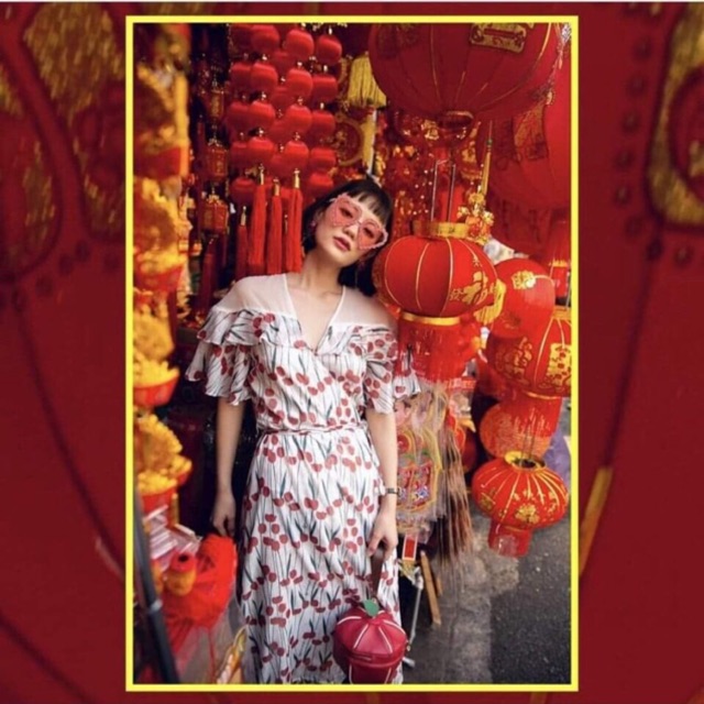 เดรสลายดอกทิวลิป มือ2 ไซส์ M ป้าย VIP