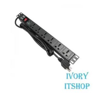 PDU(Power Distribution Unit) 6 Outlets 1U (Black) รางปลั๊กไฟ ใส่ตู้ Rack Cabinet/ivoryitshop