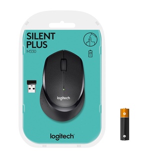 เมาส์ไร้เสียงไร้สาย USB ลดเสียงคลิ๊ก ถ่าน 1 ก้อนใช้ได้ แบรนด์ Logitech M330 Silent Plus Wireless Mouse 1000 DPI