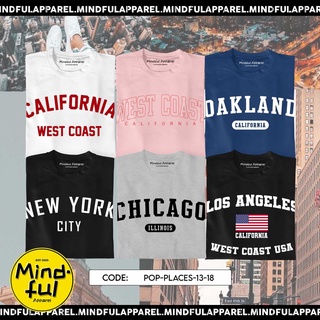 เสื้อยืดผ้าฝ้ายพิมพ์ลายขายดี ✖◇ஐPOP CULTURE PLACES GRAPHIC TEES | MINDFUL APPAREL T-SHIRT