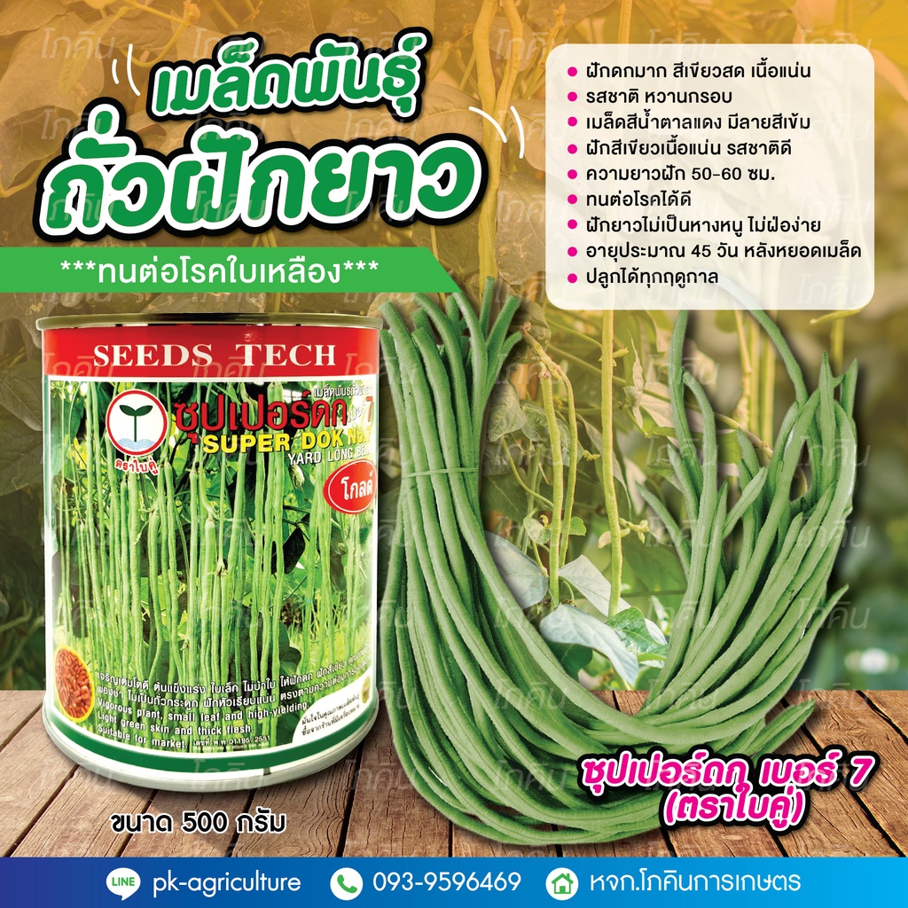 เมล็ดถั่วฝักยาว Super ดก เบอร์ 7 Gold ขนาด 500 กรัม