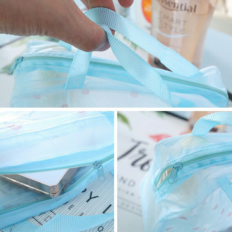 กระเป๋า PVC กันน้ำได้ ใส่ของ ใส่เที่ยว ปิกนิก ใส่เครื่องสำอาง พกพาง่าย สะดวกต่อการใข้งาน สีพาสเทลสวยๆ