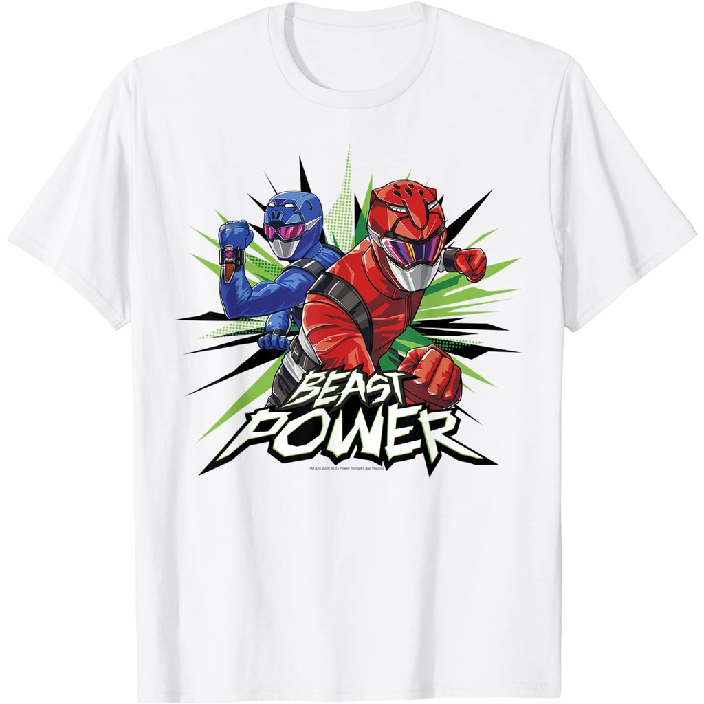 เสื้อยืดฤดูร้อนhotเสื้อยืด พิมพ์ลาย Power Rangers Beast Power Action Shot สไตล์วินเทจ เรโทร คลาสสิก สําหรับผู้ชาย และผู้