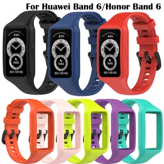 สายนาฬิกาข้อมือซิลิโคน หลากสี สําหรับ Huawei Band 6 Honor Band 6