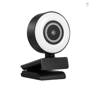 New 1080P Webcam with Ring Light Mini Autofocus Webcam Built in Microphone Webcam for Video/Live Streaming/Videoconferencing