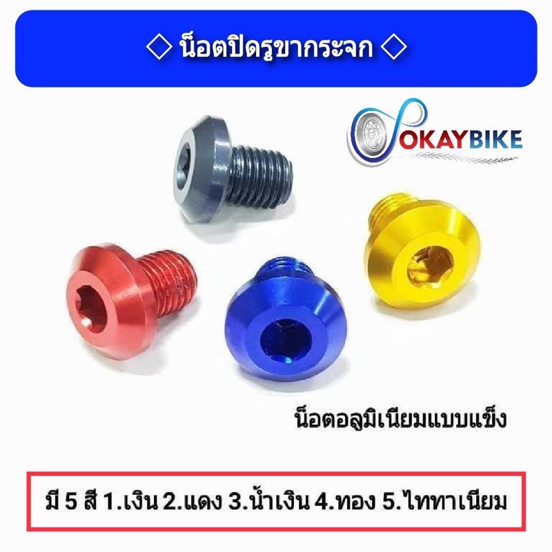 น็อตปิดรูกระจก น็อตอุดรูกระจก ตกแต่งรูกระจก ขายเป็นคู่ / เกลียวขวา อะไหล่มอเตอร์ไซค์ (น็อตอุดรูกระจก)