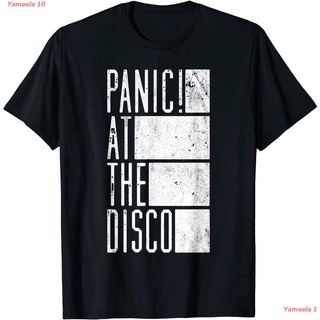 เสื้อยืดผ้าฝ้ายพิมพ์ลายขายดีPanic! At The Disco - White Bars T-Shirt ตื่นตกใจ! ที่ดิสโก้ วงร็อค เสื้อพิมพ์ลาย แนวสตรีท เ