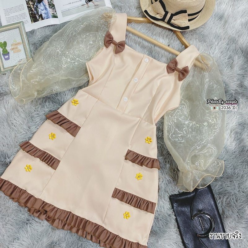 เดรสสั้น มีโค้ด⚡พร้อมส่ง‼️(ไซส์​M-L)​ดีเทลน่ารักฟุ้งๆคุณหนูสุดๆจ้า(อ่านรายละเอียดใต้โพสค่ะ)​