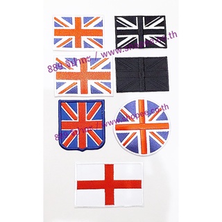 ตัวรีดติดเสื้อ ตัวรีด ธงชาติ ประเทศ อังกฤษ UK Union Jack United Kingdom Iron on patch อาร์มติดเสื้อ ตัวรีดติดผ้า